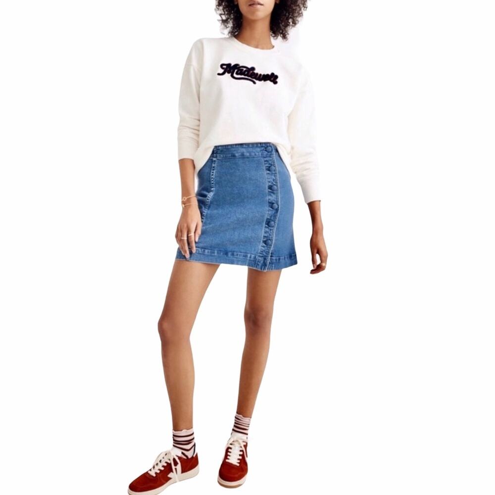 MADEWELL Women's Stretch Denim Asymmetrical Mini Skirt